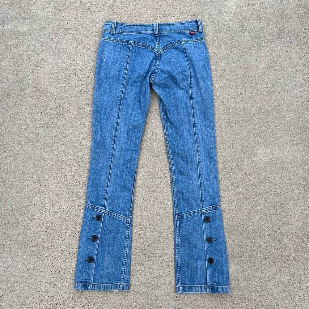 Vintage Y2K Levis low rise bareback stretch button kick pleat hem - Picture 6 of 12